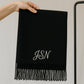 Personalised Embroidered Name Initial Scarf – Custom Woven Oversized Scarf, Perfect Christmas Gift