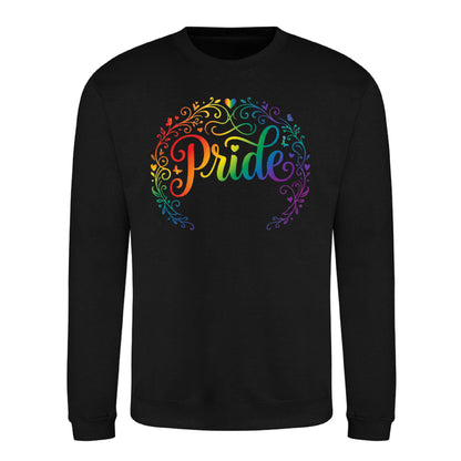 Pride Floral Script Wreath Pride Month Unisex Sweatshirt