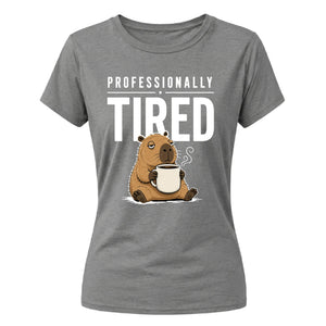 Professionally Tired Capybara Funny Slogan Ladies T-shirts