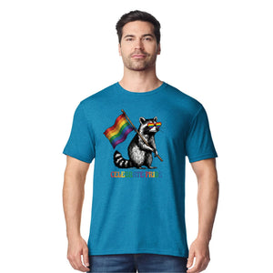 Raccoon Pride Flag Streetwear Art Style Unisex T Shirt Happy Pride Day