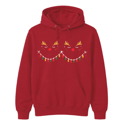 Reindeer Christmas Lights Graphic Unisex Hoodie