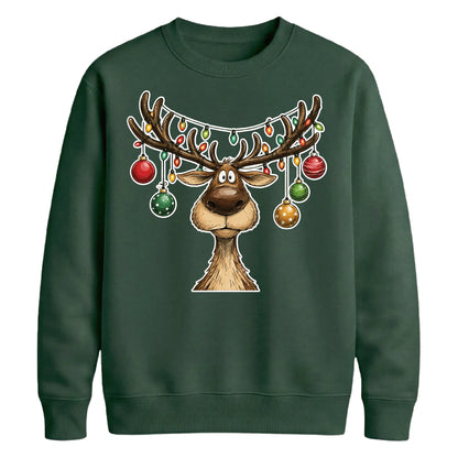 Reindeer Lights Baubles Graphic Christmas Unisex Sweatshirt