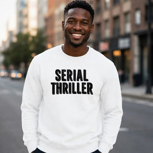 Retro 3D Block Text Serial Thriller Graphic Unisex Sweatshirt