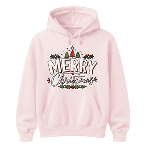 Retro Merry Christmas Lettering Graphic Unisex Hoodie