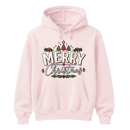 Retro Merry Christmas Lettering Graphic Unisex Hoodie