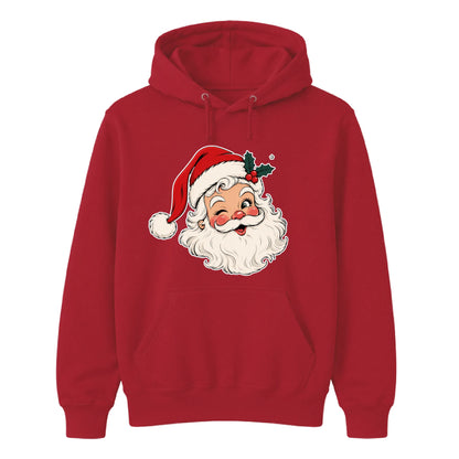 Retro Winking Santa Claus Christmas Unisex Hoodie