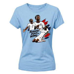 Running Down The Wing England Football Ladies T-Shirt