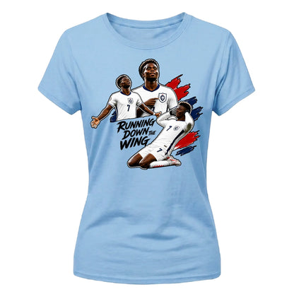 Running Down The Wing England Football Ladies T-Shirt