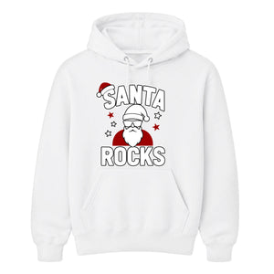 Santa Rocks Cool Sunglasses Christmas Unisex Hoodie