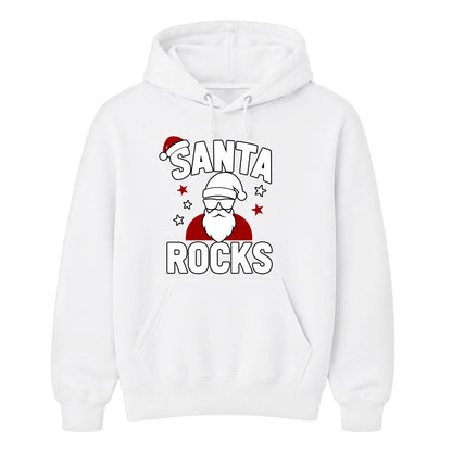 Santa Rocks Cool Sunglasses Christmas Unisex Hoodie