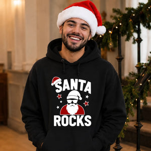 Santa Rocks Cool Sunglasses Christmas Unisex Hoodie
