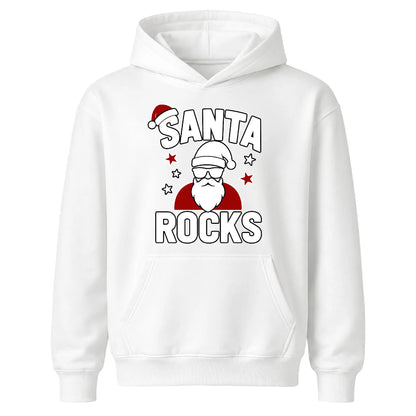 Santa Rocks Cool Sunglasses Hat Christmas Kids Hoodie