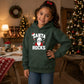 Santa Rocks Cool Sunglasses Hat Christmas Kids Hoodie