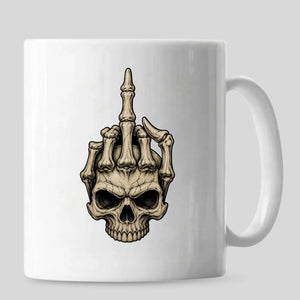 Sarcastic skeleton hand middle finger art Halloween Mug