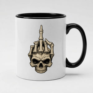 Sarcastic skeleton hand middle finger art Halloween Mug