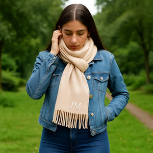 Template Personalised Initial Embroidered Scarf