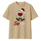 Sipmas Wine Glass Santa Hat Christmas Oversized T-Shirt