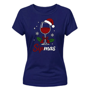 Sipmas Wine Lover Christmas Ladies T-Shirt