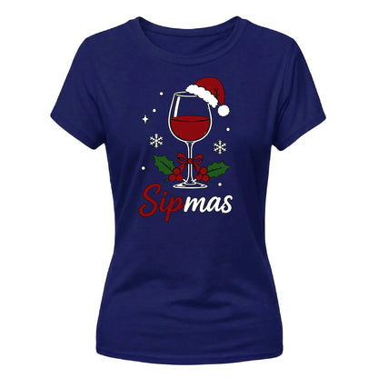 Sipmas Wine Lover Christmas Ladies T-Shirt