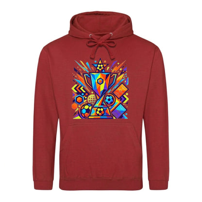Sporty Design Colorful Trophy Printed Unisex Hoodie