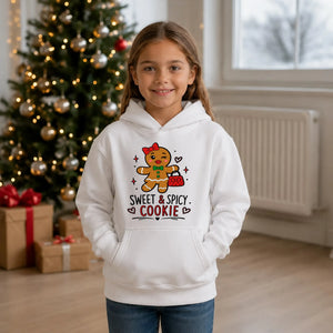 Sweet Spicy Cookie Gingerbread Girl Christmas Kids Hoodie
