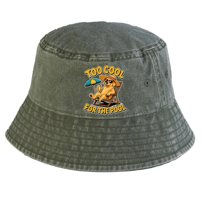 Too Cool For The Pool Dog Vintage Summer Adult Hat
