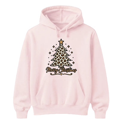 Trendy Leopard Print Tree Christmas Unisex Hoodie
