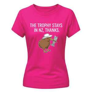 New Zealand T20 Women's World Cup Ladies Fit T Shirt  Trophy Stays Printed Ladies Fit T-Shirt
