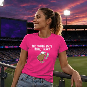 New Zealand T20 Women's World Cup Ladies Fit T Shirt  Trophy Stays Printed Ladies Fit T-Shirt
