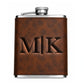 Custom Initials Leather Hip Flask for Him