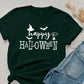 Happy Halloween T-Shirt, Vintage Fall Witch Hat Tee Shirt, Funny Halloween Printed Shirt, Spooky Season Tees, Halloween Party Clothing Gifts