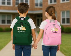 Personalised Kids Backpack, Custom Name Printed Animal Design Bag, Back To School Bag For Boys & Girls P2530