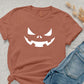 Halloween Pumpkin Face Shirt, Halloween Winking Pumpkin T-Shirt, Cute Halloween Party Printed Tee Tops, Comfy Family Matching Fall Outfits
