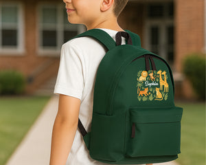 Personalised Kids Fashion Backpack, Custom Name Backpack With Cute Animal Print, Gift For Boys & Girls School Bag, P2547