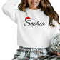 Personalised Christmas Sweatshirt with Custom Name & Santa Hat PW236