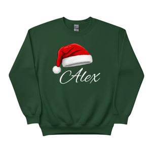 Personalised Christmas Sweatshirt with Custom Name and Santa Hat PW235