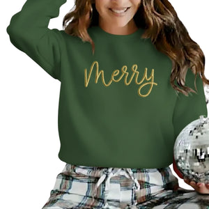 Merry Puff Printing Christmas Sweatshirt - PUFF68