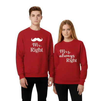 Mr & Mrs Right Valentine’s Day Couple Printed Sweatshirt