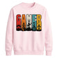 Vintage Retro Stripes Gamer Silhouette Graphic Unisex Sweatshirt