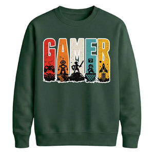 Vintage Retro Stripes Gamer Silhouette Graphic Unisex Sweatshirt