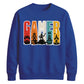 Vintage Retro Stripes Gamer Silhouette Graphic Unisex Sweatshirt