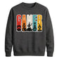 Vintage Retro Stripes Gamer Silhouette Graphic Unisex Sweatshirt