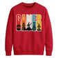 Vintage Retro Stripes Gamer Silhouette Graphic Unisex Sweatshirt