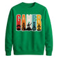Vintage Retro Stripes Gamer Silhouette Graphic Unisex Sweatshirt