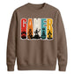 Vintage Retro Stripes Gamer Silhouette Graphic Unisex Sweatshirt