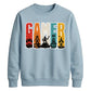 Vintage Retro Stripes Gamer Silhouette Graphic Unisex Sweatshirt