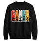 Vintage Retro Stripes Gamer Silhouette Graphic Unisex Sweatshirt