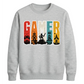 Vintage Retro Stripes Gamer Silhouette Graphic Unisex Sweatshirt
