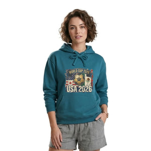 Vintage Soccer Flags USA 2026 FiFa Printed Unisex Hoodie