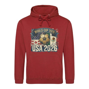 Vintage Soccer Flags USA 2026 FiFa Printed Unisex Hoodie